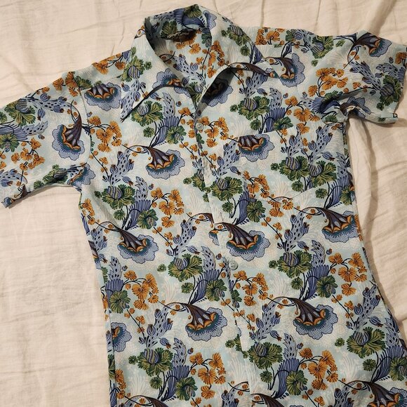 Studio One Other - Studio One by Campus, Vtg 70s Psychedelic Paisely Disco Party Shirt - Size Small